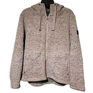 Free Country Sz LG Midweight Sherpa-Lined Hooded Fleece Jacket Henley Pink